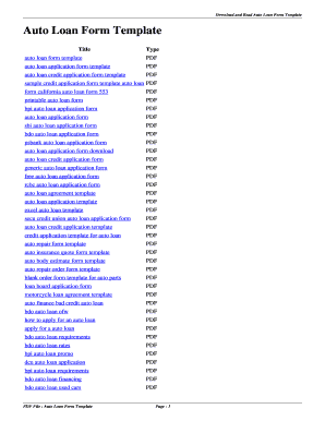 Auto Loan Form Template. auto loan form template