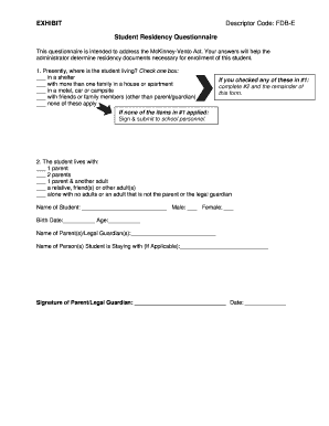 Student Residency Questionnaire - Ellendale High School - ellendale k12 nd