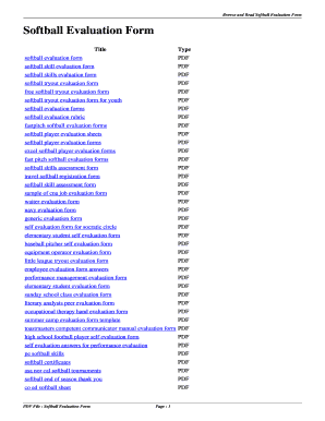 softball evaluation form