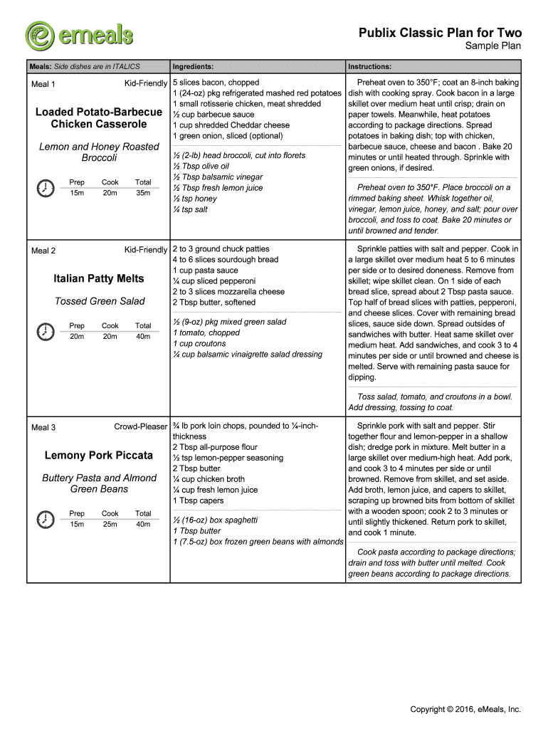 Fillable Online Publix Classic Plan for Two Fax Email Print - pdfFiller