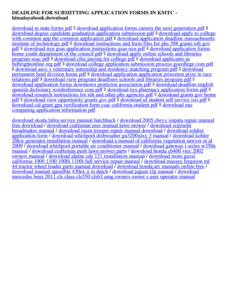 Fillable Online himalayabook DEADLINE FOR SUBMITTING APPLICATION FORMS