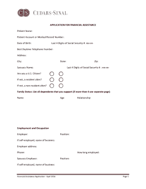 Financial Assistance Application