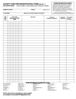 Fillable Online extension oregonstate 2006 COUNTY FAIR PRE-REGISTRATION ...