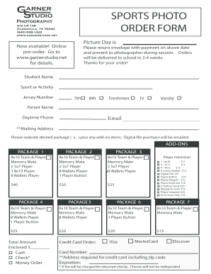 Sports photo order form - Garner Studio - garnerstudio