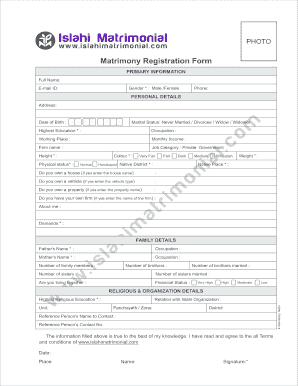 Registration Form islahi matrimony.cdr