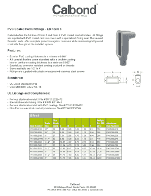 Conduit LB Form 8 Fitting Cut Sheet