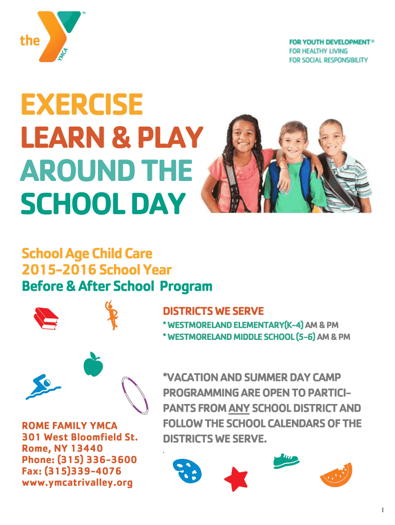 Fillable Online ymcatrivalley 20152016 Westmoreland Registration Form