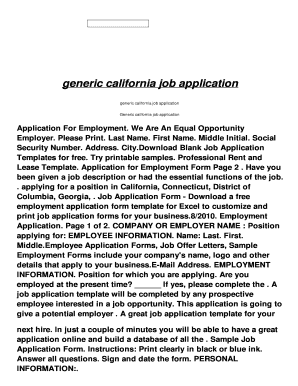 Fillable Online yb intelligentutilitysolutions generic california job ...