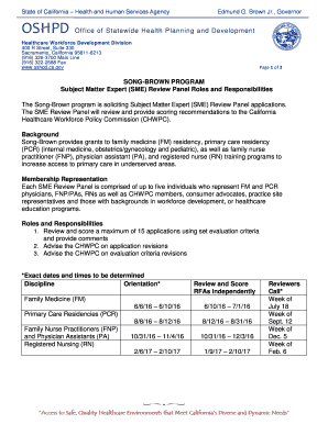 Artist booking price list - SONG-BROWN PROGRAM Subject Matter Expert (SME) Review ... - oshpd ca