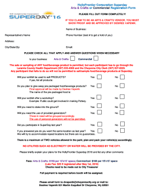 Arts/Crafts &amp; Commercial Registration Form - City of Cheyenne