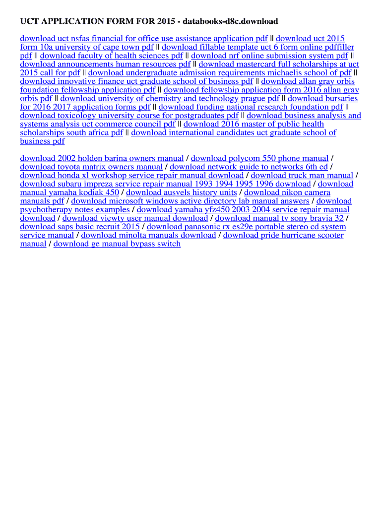 Uct Application Form