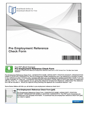 reference check forms for employment