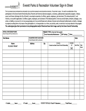 fillable online group volunteer sign up sheet everett wa fax group sign in sheet