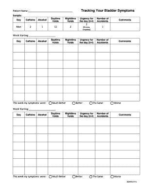 Fillable Online Tracking Your Bladder Symptoms Fax Email Print - pdfFiller