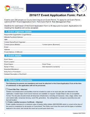 Event Application Forms Parts A and B - City of Greater ...