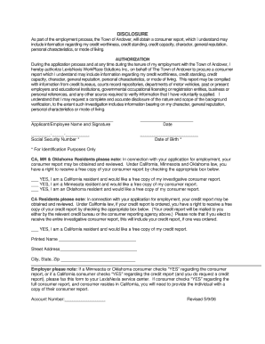 Background check form template word - Town of Andover Background Disclaimer and Authorization form.doc - aps1