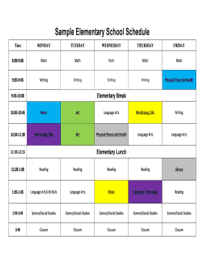 Fillable Online Sample Elementary School Schedule Fax Email Print ...