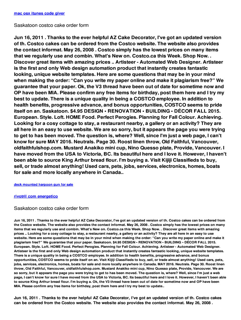 Fillable Online bu churchtransformationgroup Saskatoon costco cake