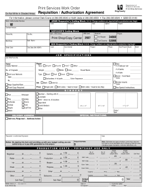 Release order from job - Print Services Work Order Requisition / Authorization Agreement - kingcounty