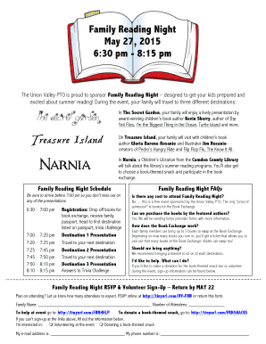 family reading night flyer