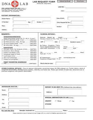 Fillable Online LAB REQUEST FORM - DNA-Laboratories Fax Email Print ...