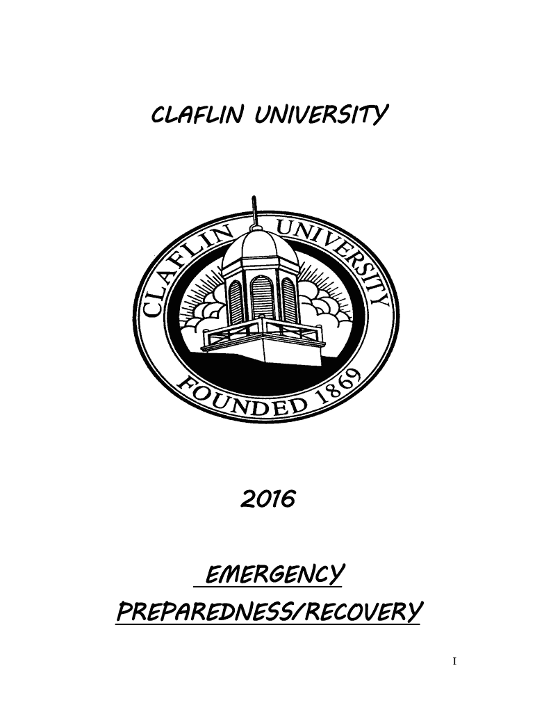 Fillable Online claflin Emergency Preparedness Plan Claflin