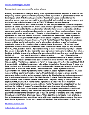 Printable Lease Agreement For Renting A House