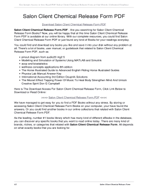 Fillable Online SALON CLIENT RELEASE FORM Free Download PDF - hol.es ...