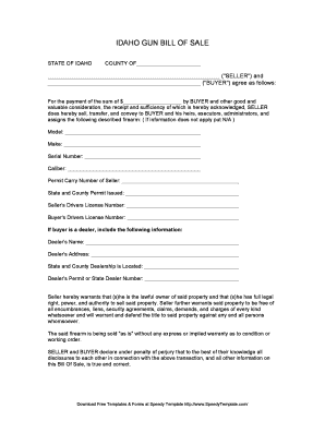 IDAHO GUN BILL OF SALE - speedytemplate.com