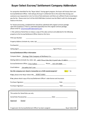 For properties identified for the &quot;Buyer Select&quot; closing agent program, the buyer will choose their own