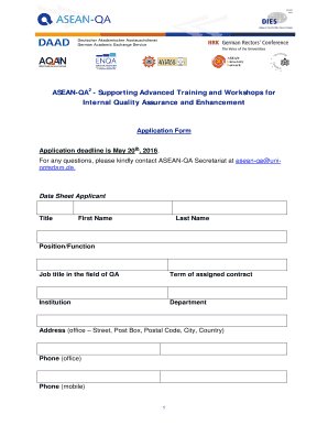 Annex 1: Application Form - Asean QA