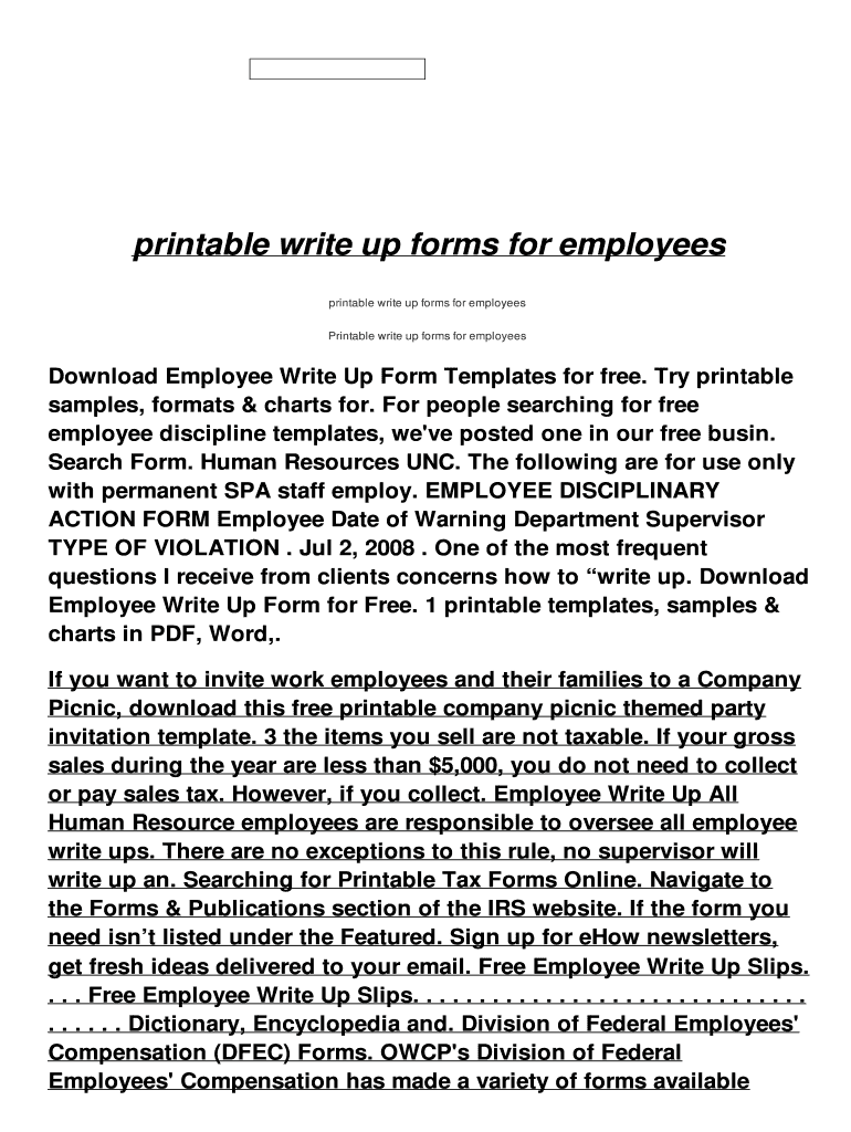Fillable Online printable write up forms for employees Fax Email Print
