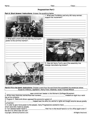 04 Work Sheet Progressivism Part 1 - US History Teachers