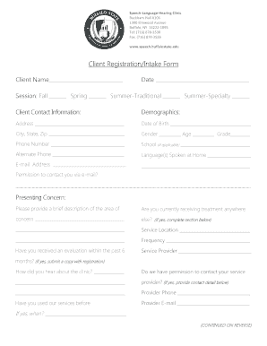 Client Registration/Intake Form - speech.buffalostate.edu - speech buffalostate