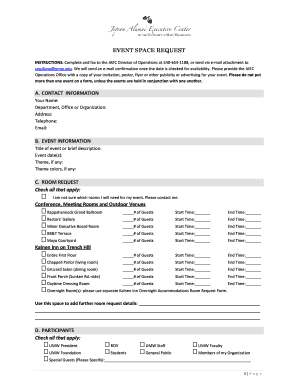 Jepson Alumni Executive Center Event Space Request Form - documents umw