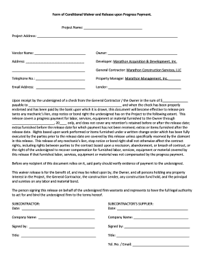Conditional Waiver and Release Form