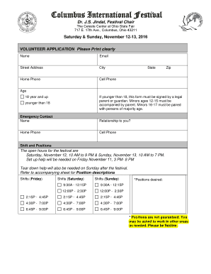 Volunteer Registration Packet (pdf) - Columbus International Festival - columbusinternationalfestival