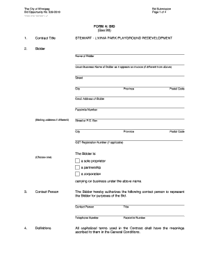 Rfp in construction - Bid Opportunity Template. Construction - Low risk - winnipeg