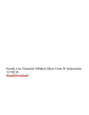 Family Law Financial Affidavit Short Form W-instructions 12.902 B