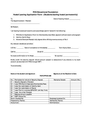 application letter for leave in hostel