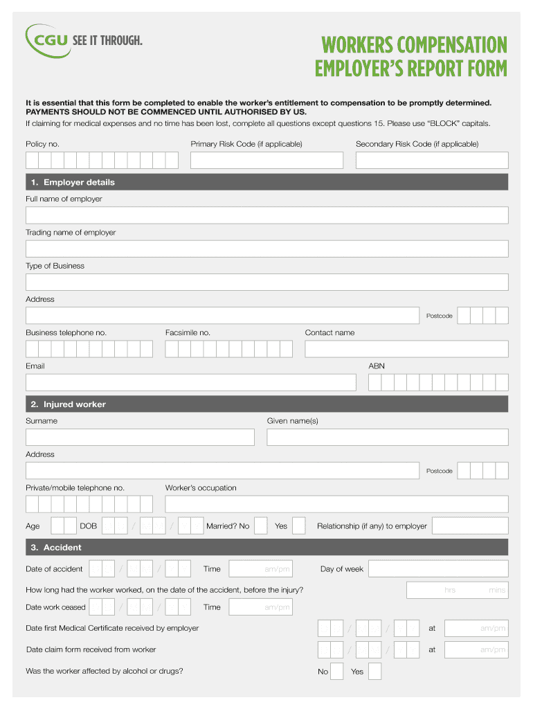 Fillable Online cgu com 297938 1015 WOR0028A v6. CGU Workers Comp. WA