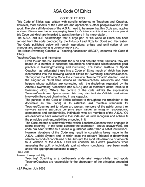 Subcontractor non solicitation agreement - ASA code of ethics - City of Canterbury Swimming Club - marlins-canterbury org