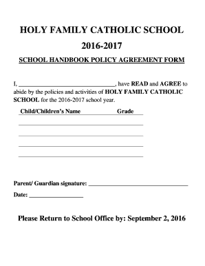 2016 Student & Parent Handbook - Holy Family Catholic School - holyfamilycatholicschool