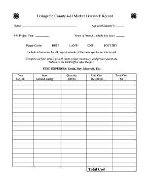 Livingston County 4-H Market Livestock Record - ccelivingstoncounty