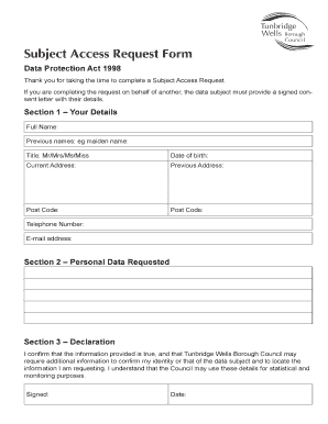 Subject Access Request Form