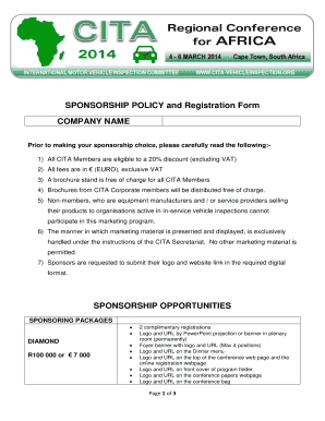 SPONSORSHIP POLICY and Registration Form COMPANY NAME - CITA - citainsp