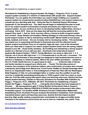 Fillable Online Worksheets for establishing a support system Fax Email ...
