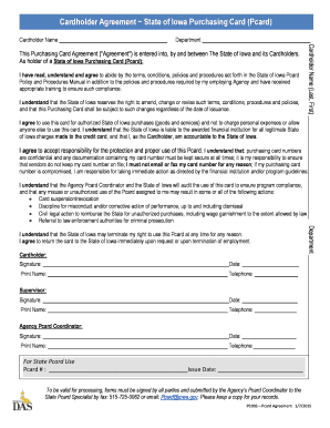 State of Iowa Procurement Card Agreement Form