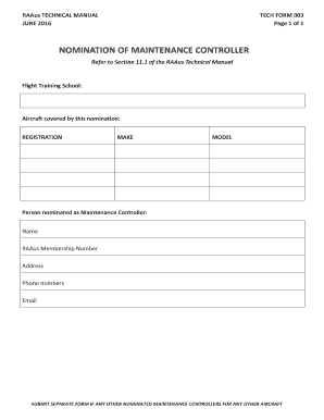 NOMINATION OF MAINTENANCE CONTROLLER - raa.asn.au