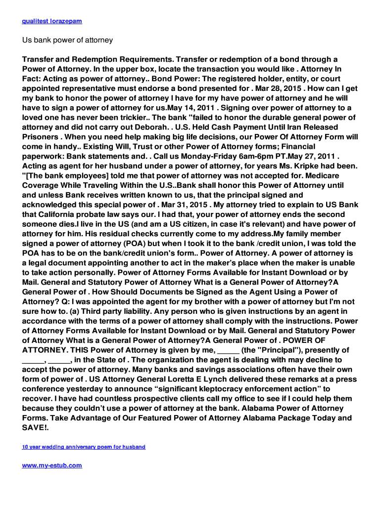 Fillable Online pj lonestarsooner Us bank power of attorney pj